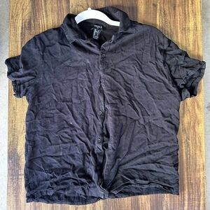 Forever 21 Men's Black Casual Button Down Shirt